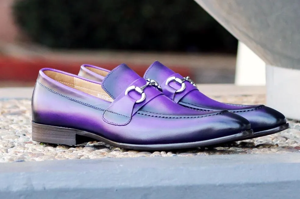 Burnished Calfskin Slip-On Loafer Purple