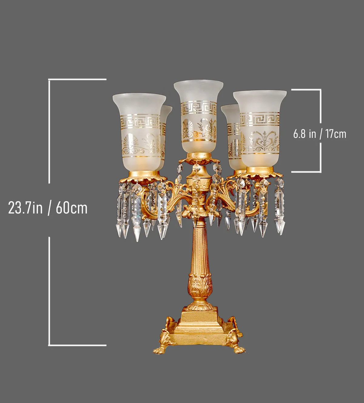 Crystal and Gold Five-Tiered Table Lamp