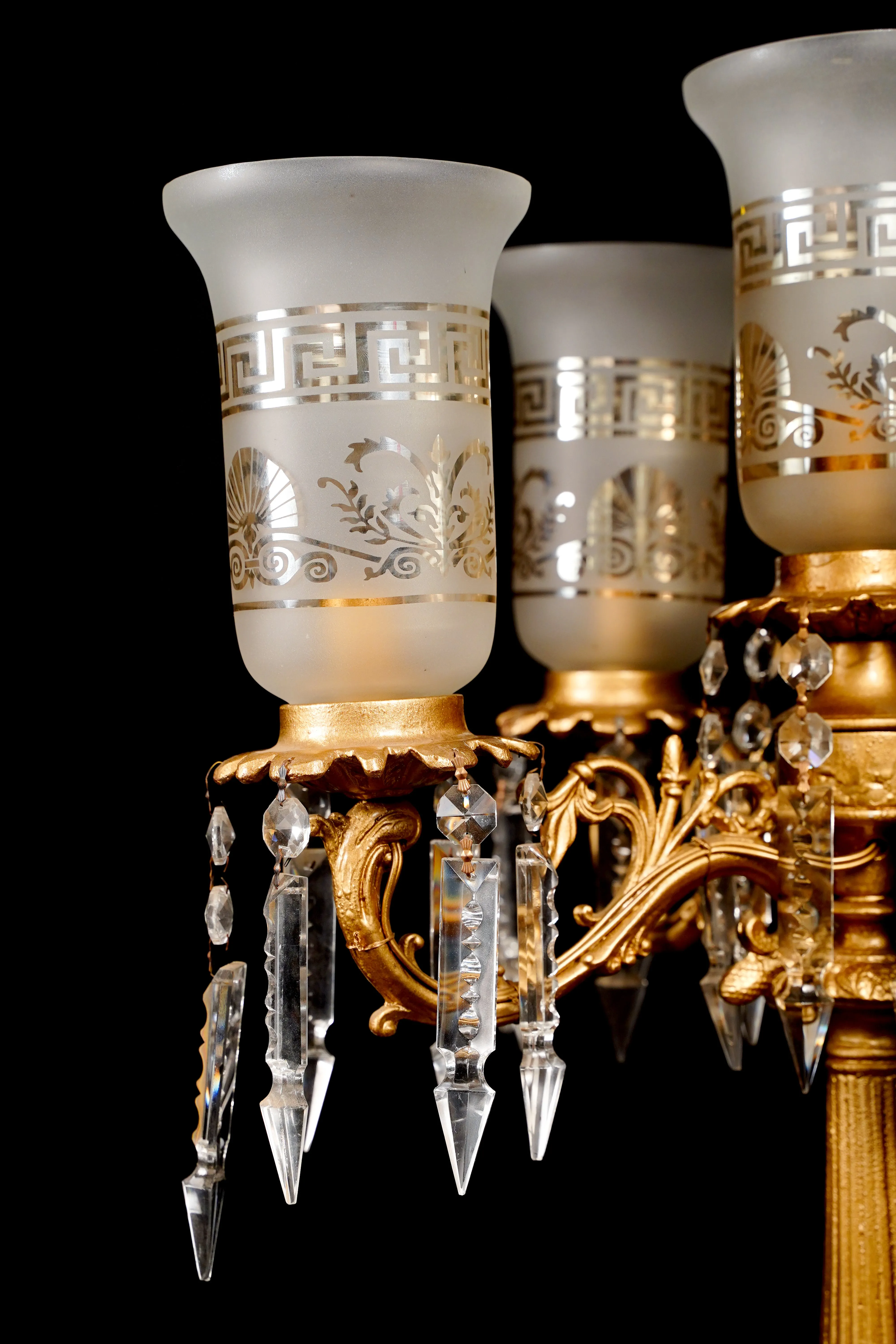 Crystal and Gold Five-Tiered Table Lamp