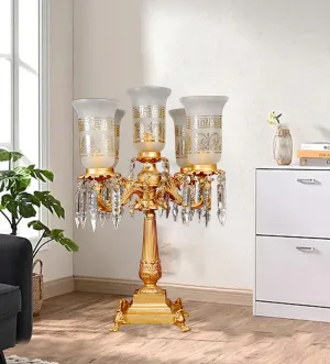 Crystal and Gold Five-Tiered Table Lamp
