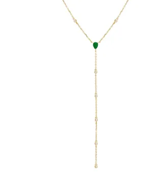 CZ Station Lariat Necklace Emerald Green One Size | Emerald Green