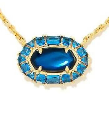 Elisa Crystal Frame Short Pendant Necklace in Sea Blue Illusion | Sea Blue Illusion