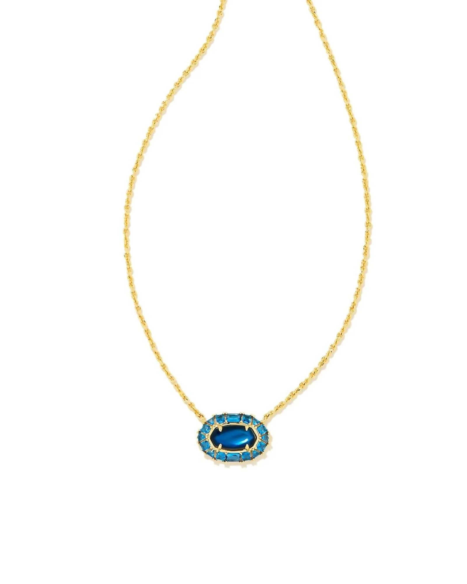 Elisa Crystal Frame Short Pendant Necklace in Sea Blue Illusion | Sea Blue Illusion