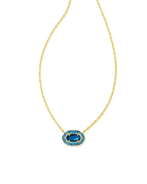 Elisa Crystal Frame Short Pendant Necklace in Sea Blue Illusion | Sea Blue Illusion