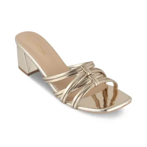 GAUHAR- GOLD BLOCK HEELS