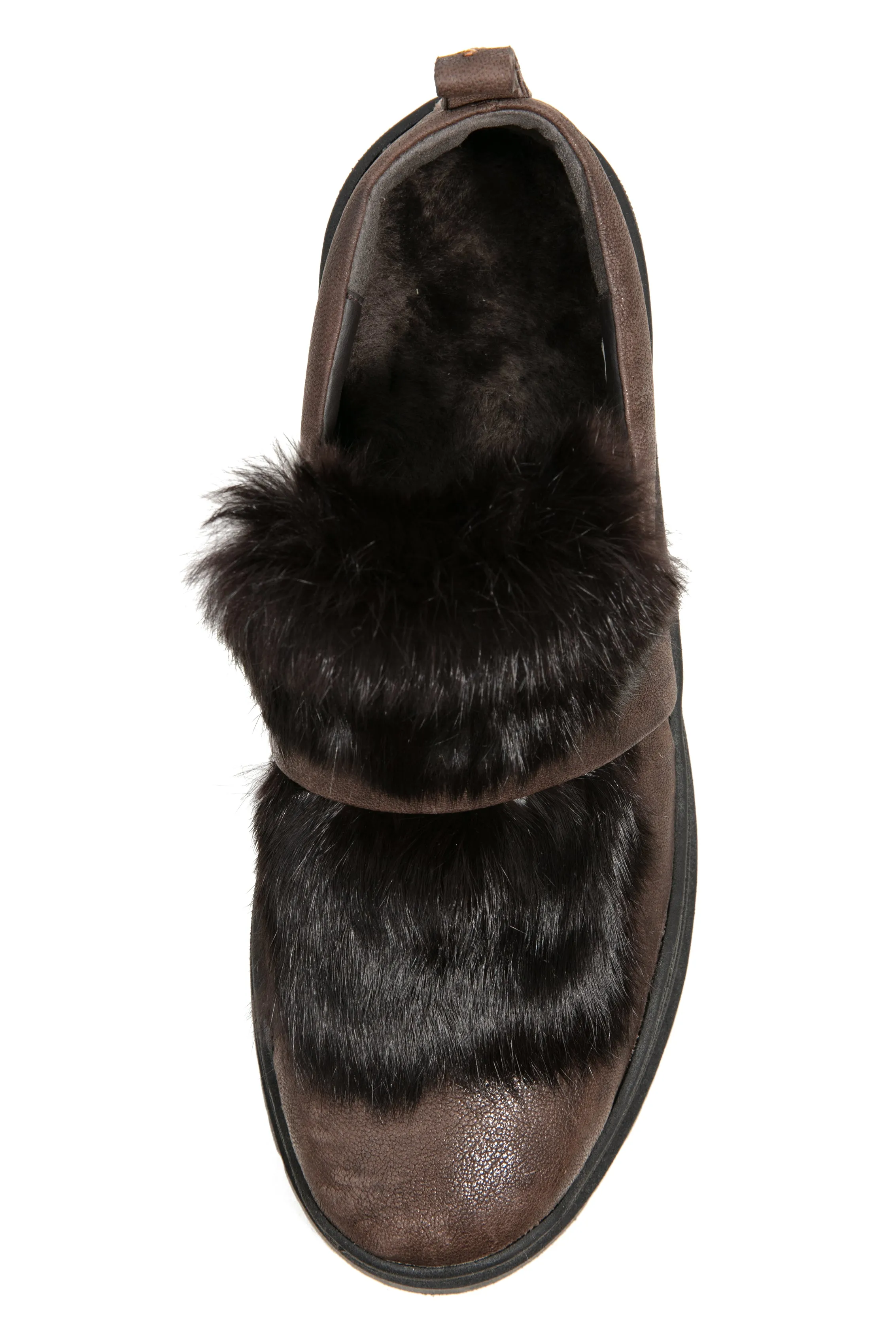 Grattato Leather Loafer with Fur in Moro