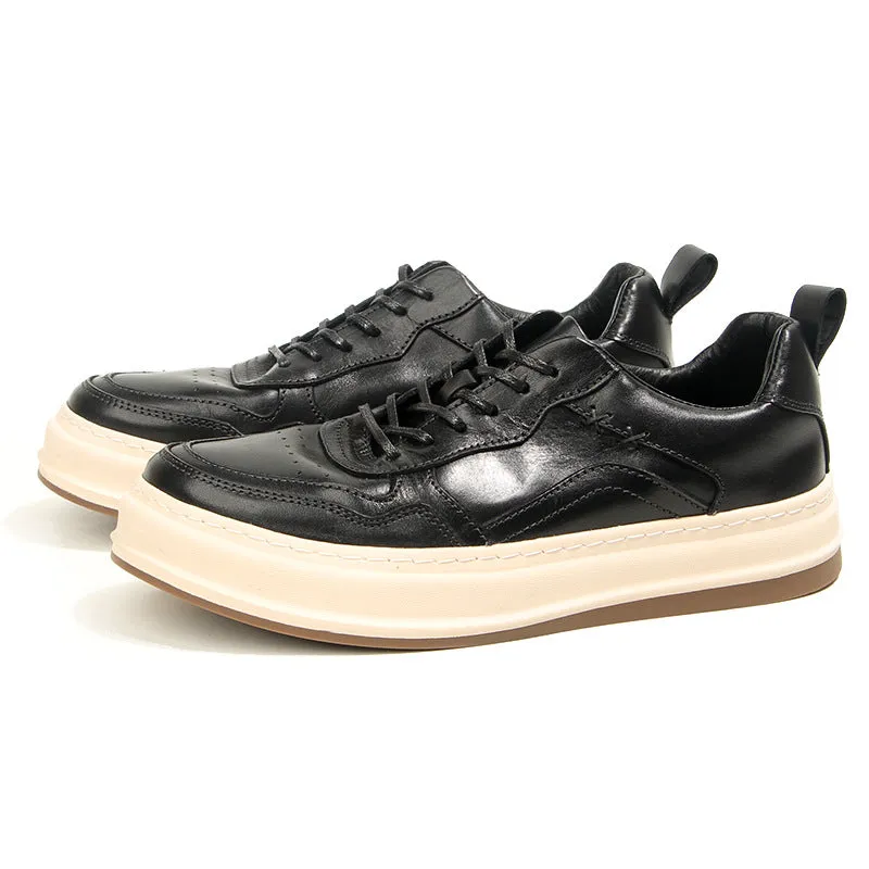 LaceLux Embossed Leather Casual Shoes