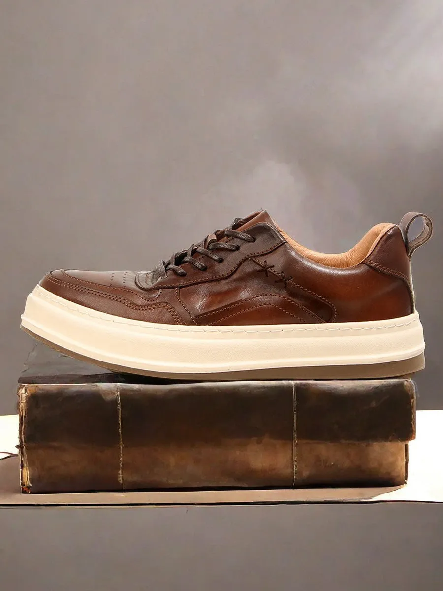 LaceLux Embossed Leather Casual Shoes