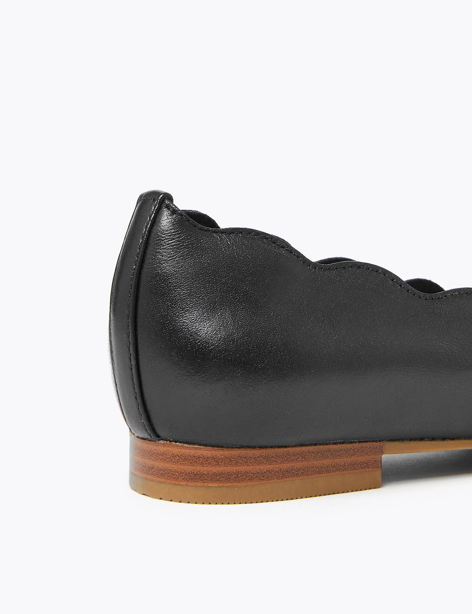 Marks & Spencer Wide Leg Leather Ballet Shoes, Black