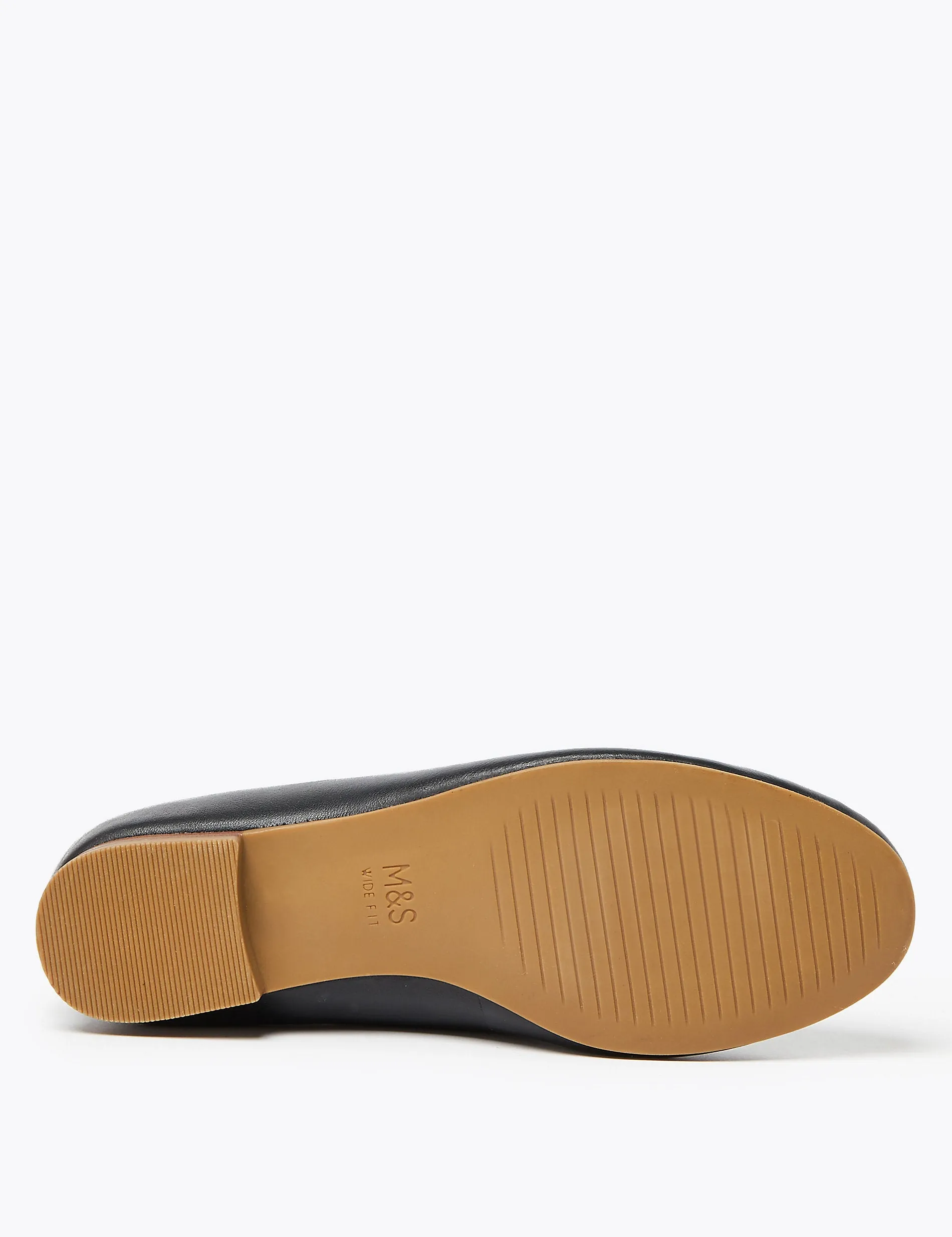 Marks & Spencer Wide Leg Leather Ballet Shoes, Black