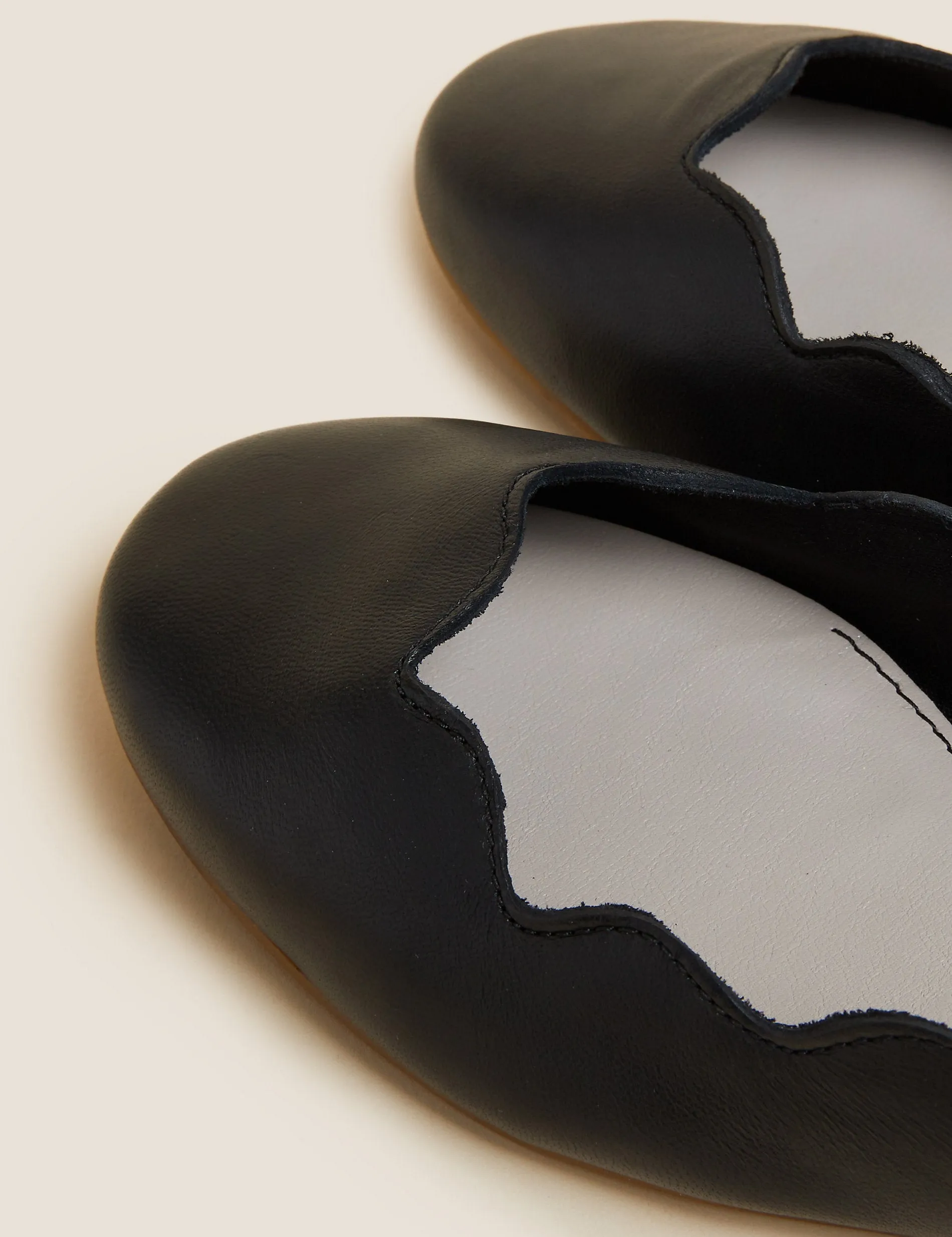 Marks & Spencer Wide Leg Leather Ballet Shoes, Black