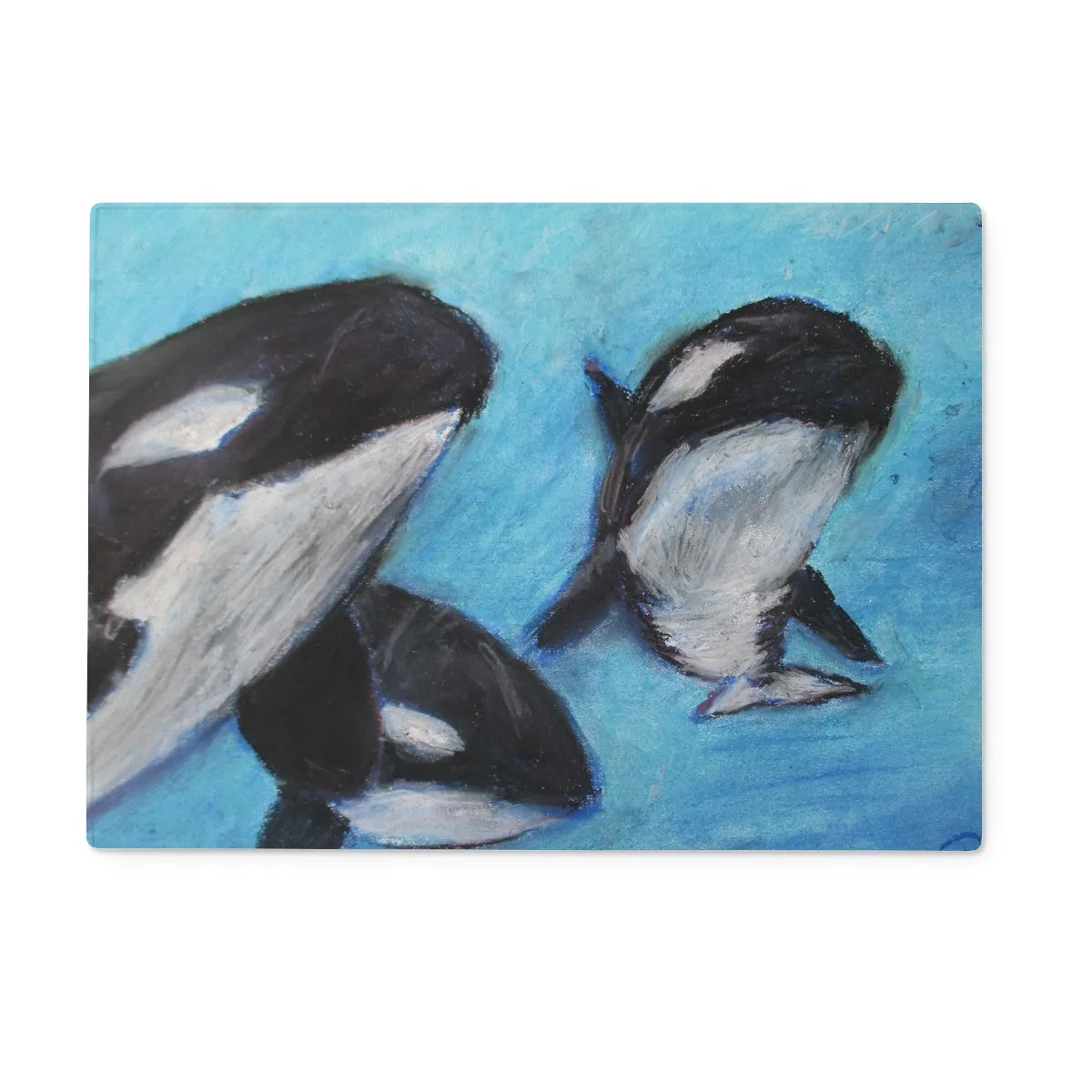Orca Tides ~ Glass Chopping Board
