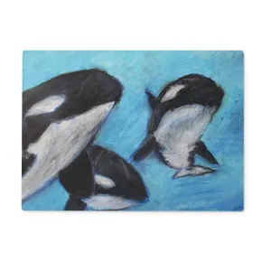 Orca Tides ~ Glass Chopping Board