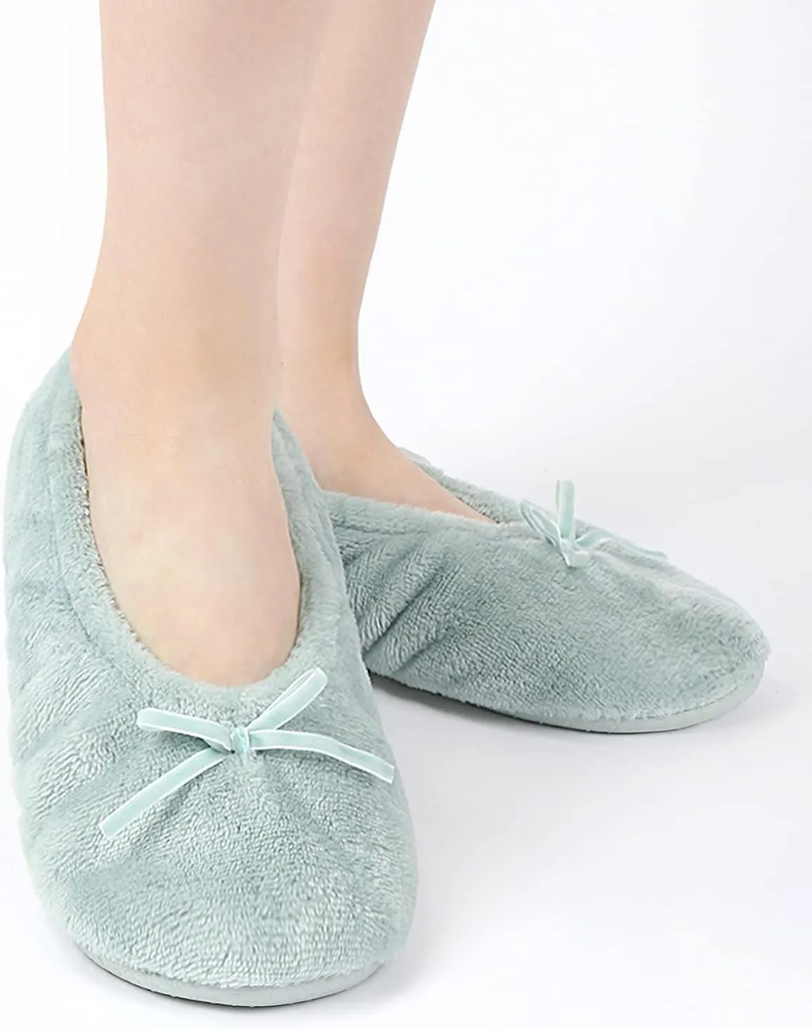 Panda Bros 2 Pairs Women's Ballerina House Slippers, Anti-Skid Comfy Warm Ballet Style Slippers
