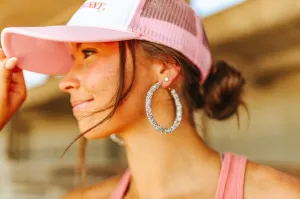 Silver Crystal Rhinestone Hoops