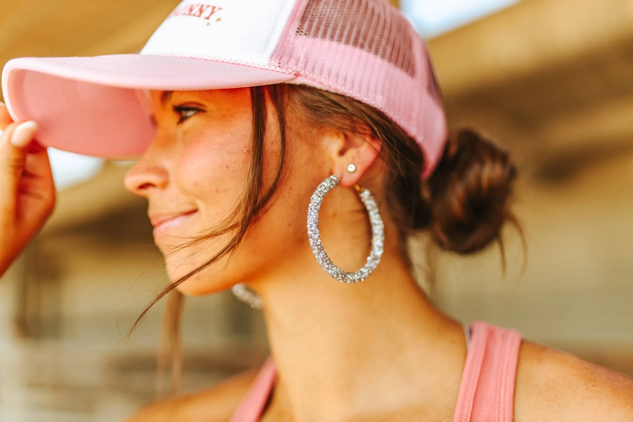 Silver Crystal Rhinestone Hoops