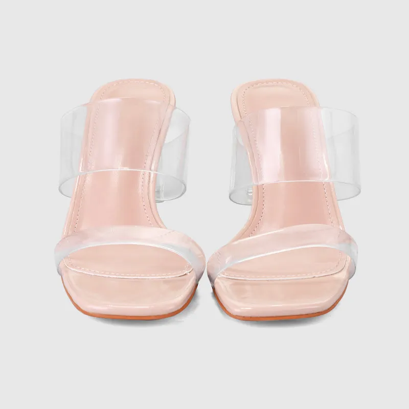 Thick Heel Square Hollow Sandals
