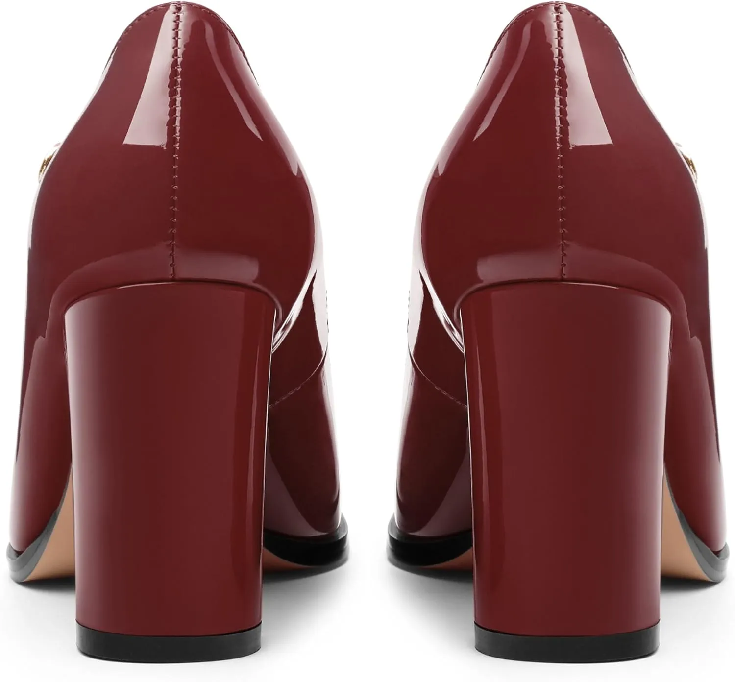 Women's Mary Jane Heels, Chunky Heels Mary Jane Square Toe Pumps One Strap Patent Leather Block High Heels Dress Shoes 3.15 Inch
